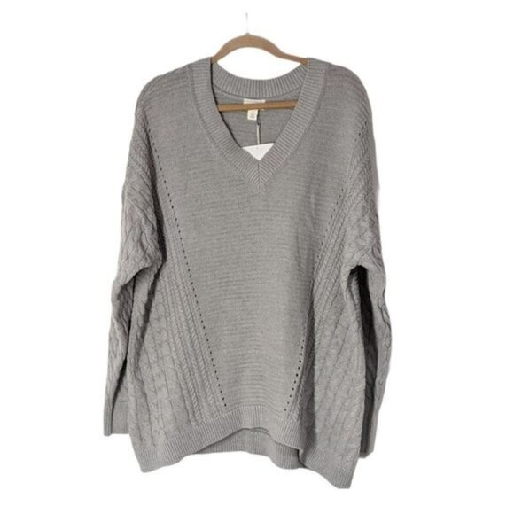 Caslon Cable Knit V Neck Sweater - Picture 3 of 4